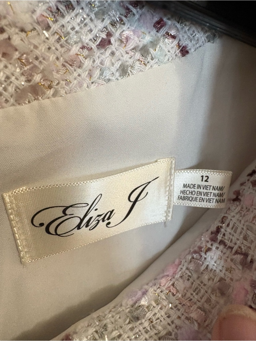 Eliza J Pink and Cream Tweed Sleeveless Fit-and-Flare Dress - Picture 4 of 4